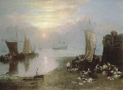 J.M.W. Turner sun rising through vapour:fishermen cleaning and selling fish Spain oil painting artist
